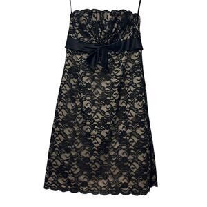 White House Black Market Strapless Lace Pencil Bow Party Dance Dress Womens 4